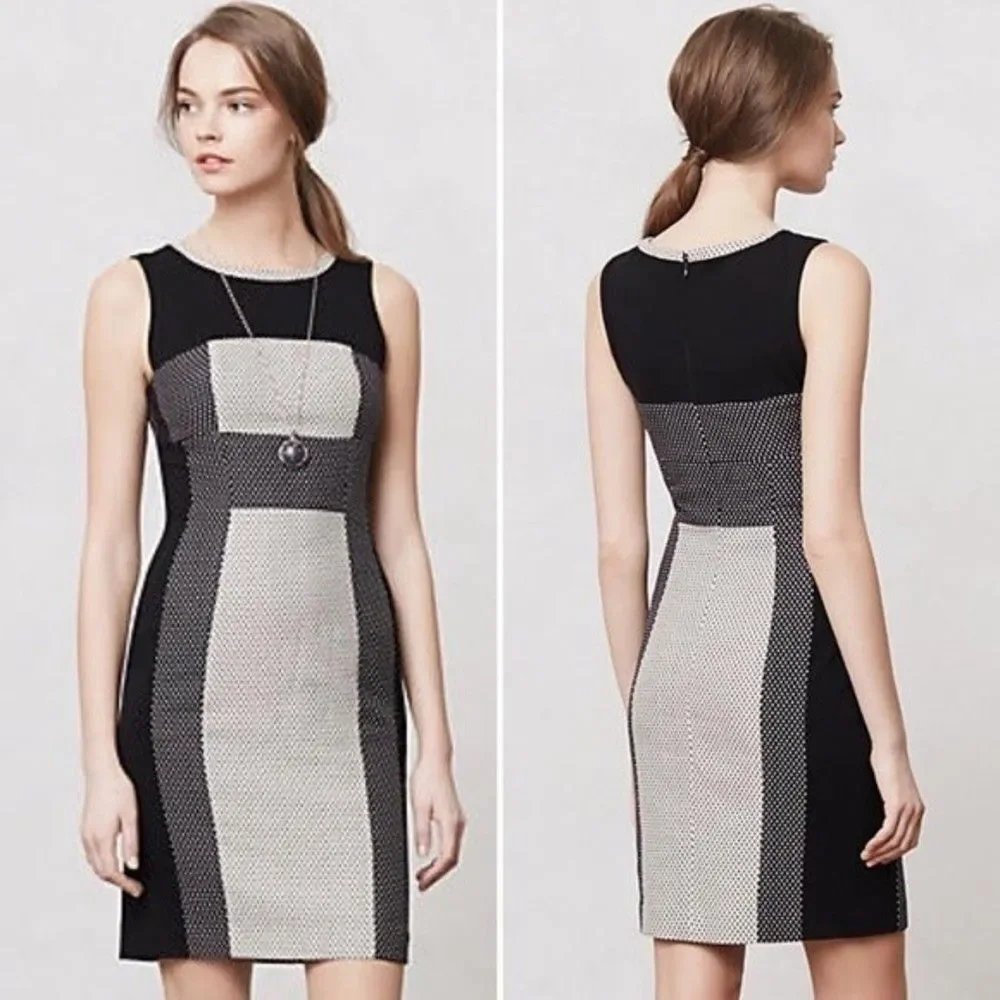 Yoana Baraschi Anthropologie Black and White Polka Dot Sleeveless Sheath Dress